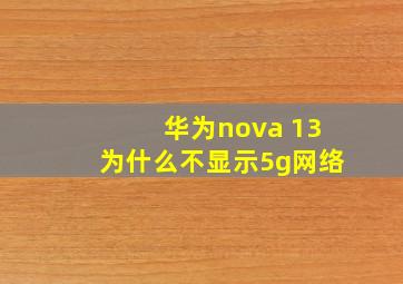 华为nova 13为什么不显示5g网络